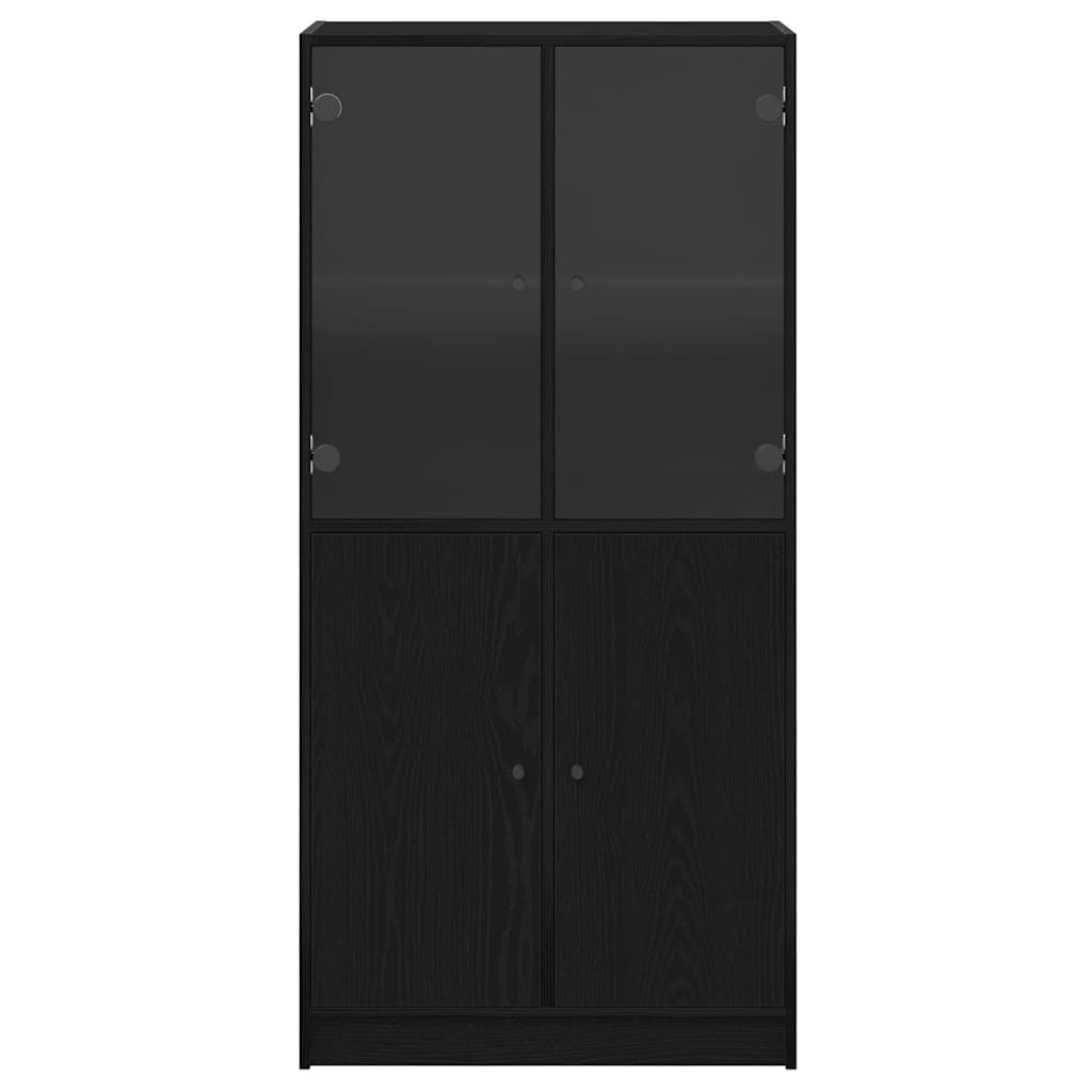 Hochschrank mit Türen Schwarz Eiche 68x37x142 cm Holzwerkstoff